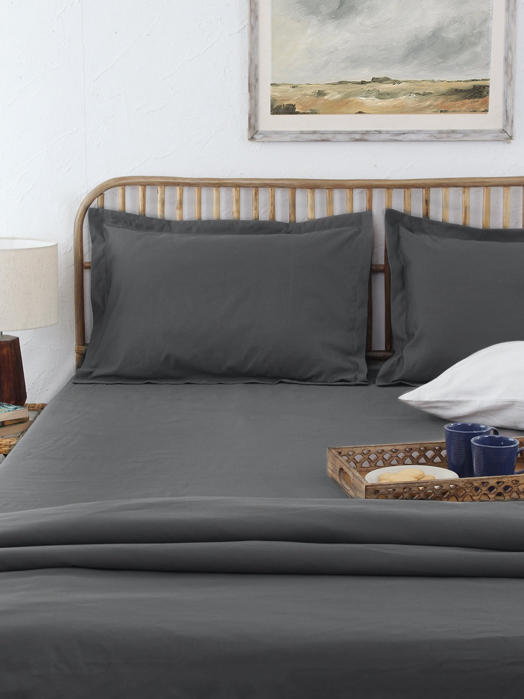 Pepper Grey Bedsheet with Pillow Cover