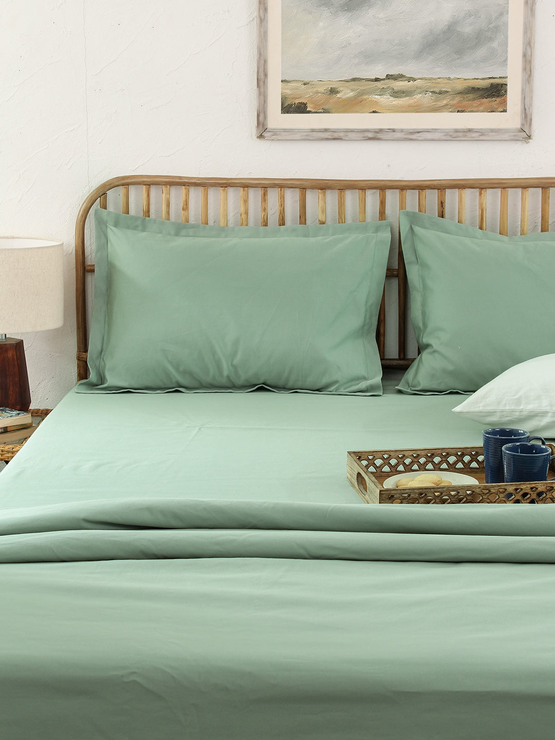 Sage Green Bedsheet with Pillow Cover