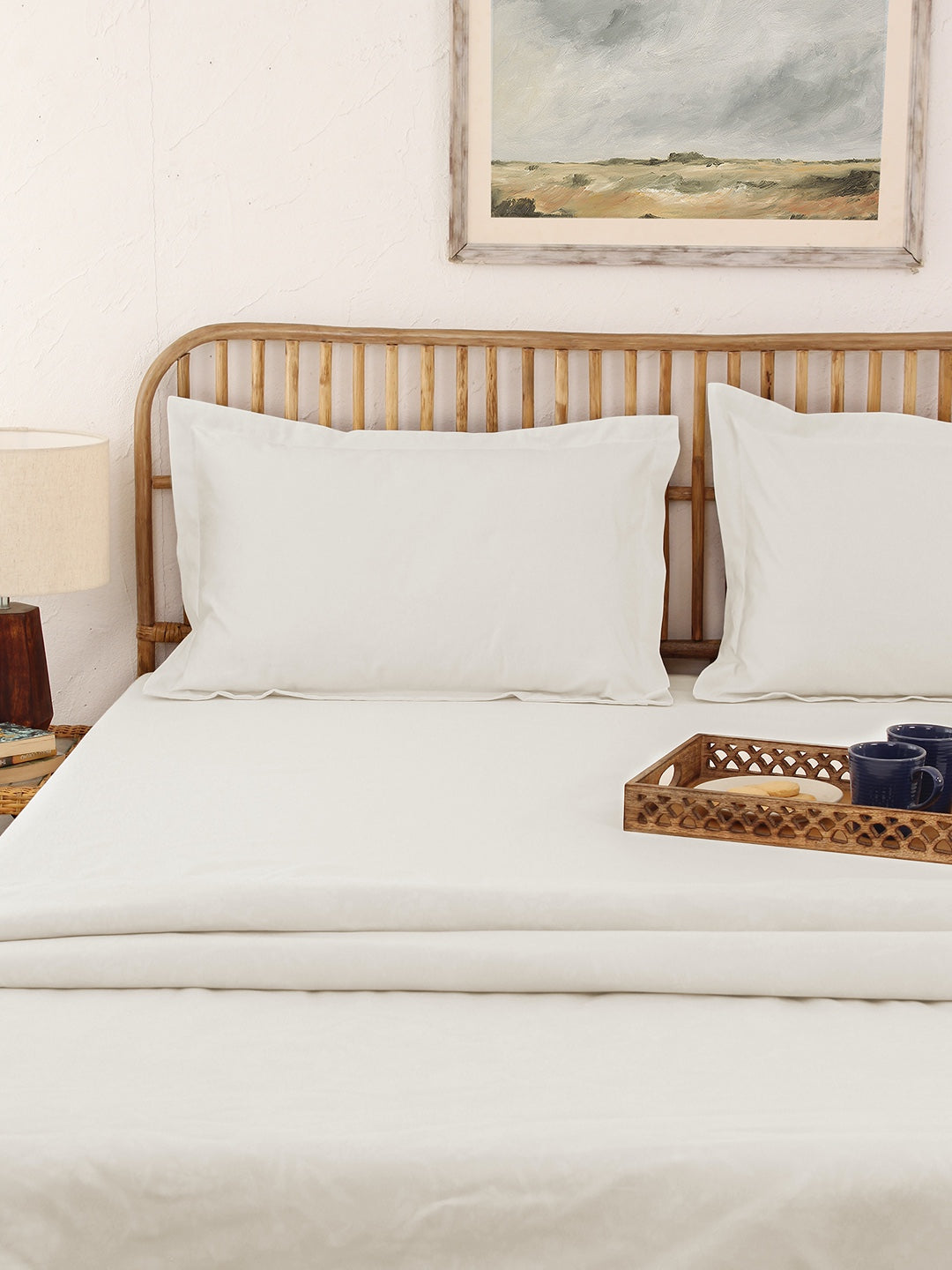 Solid White Bedsheet with Pillow Cover