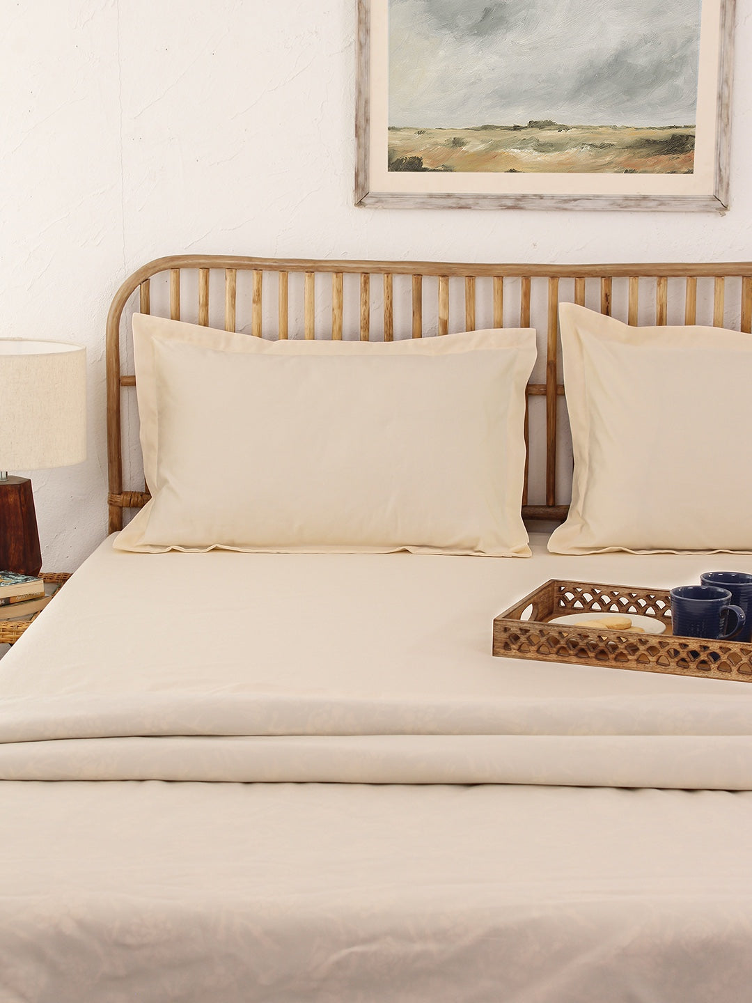 Sesame Off White Bedsheet with Pillow Cover