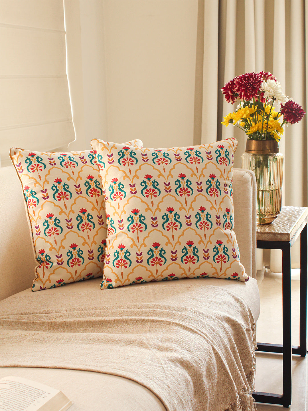 Pushp - Set Of 2 Cushion Covers (White) - Medium