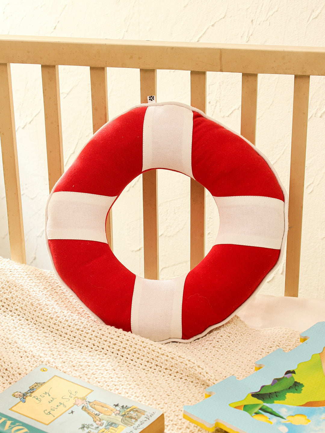 Bon Voyage Buoy Shaped Cushion (Red)