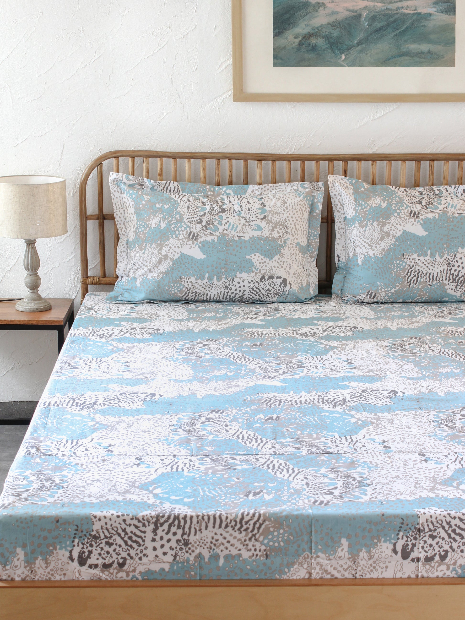 Mashak Blue Bedsheet with Pillow Cover
