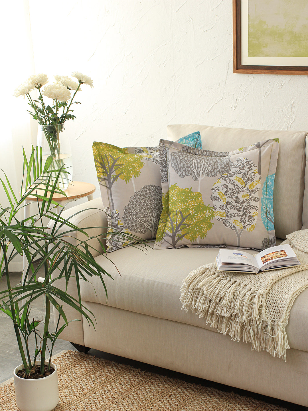 Saptaparni Cushion Cover (Green)