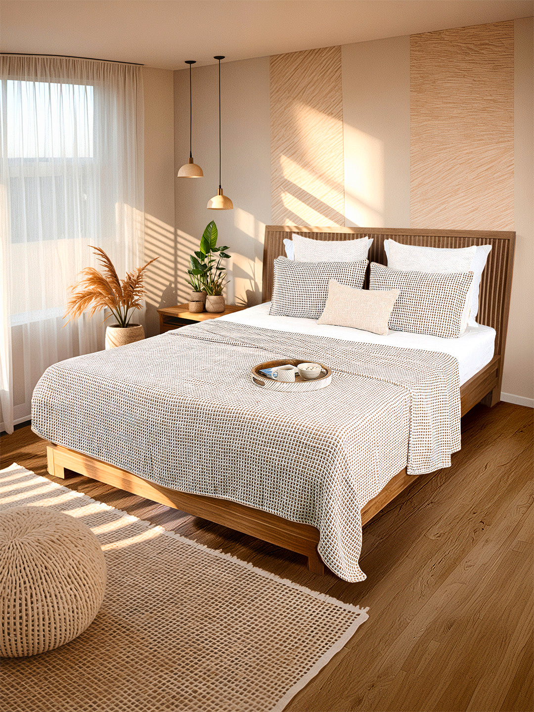 Girnar Double Bedcover (Brown)
