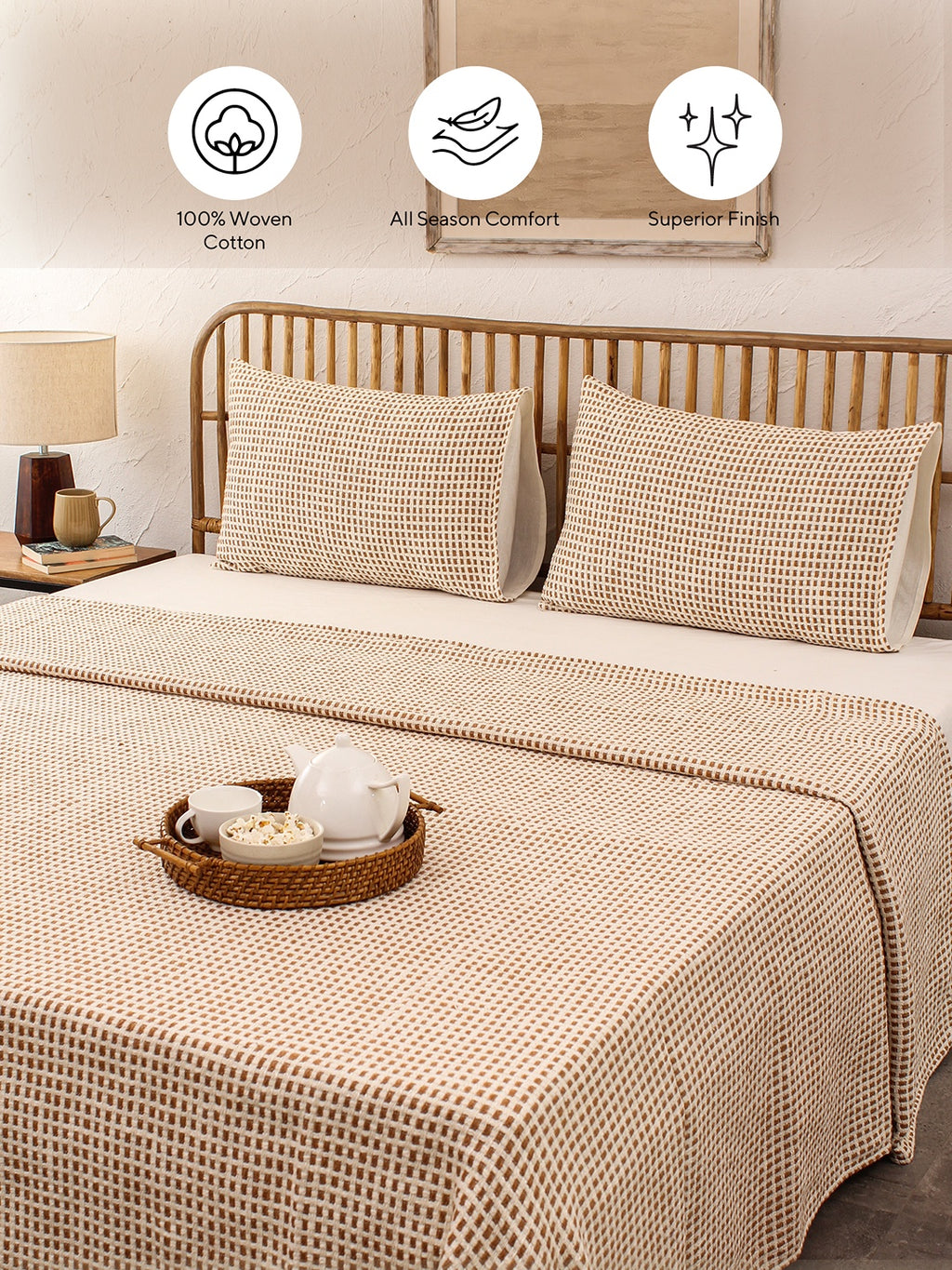Girnar Double Bedcover (Brown)