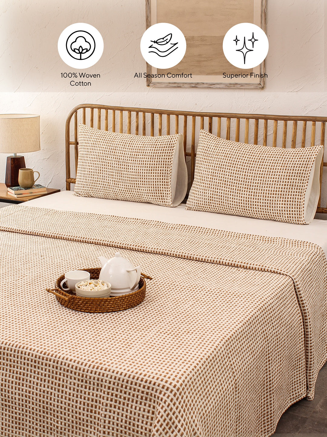 Girnar Double Bedcover (Brown)