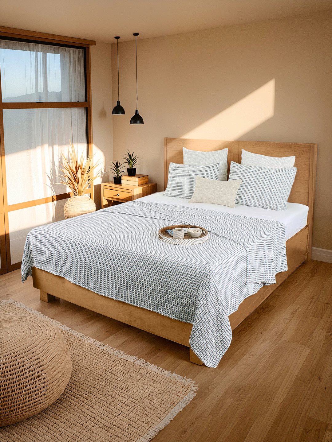Girnar Double Bedcover (Dark Blue)