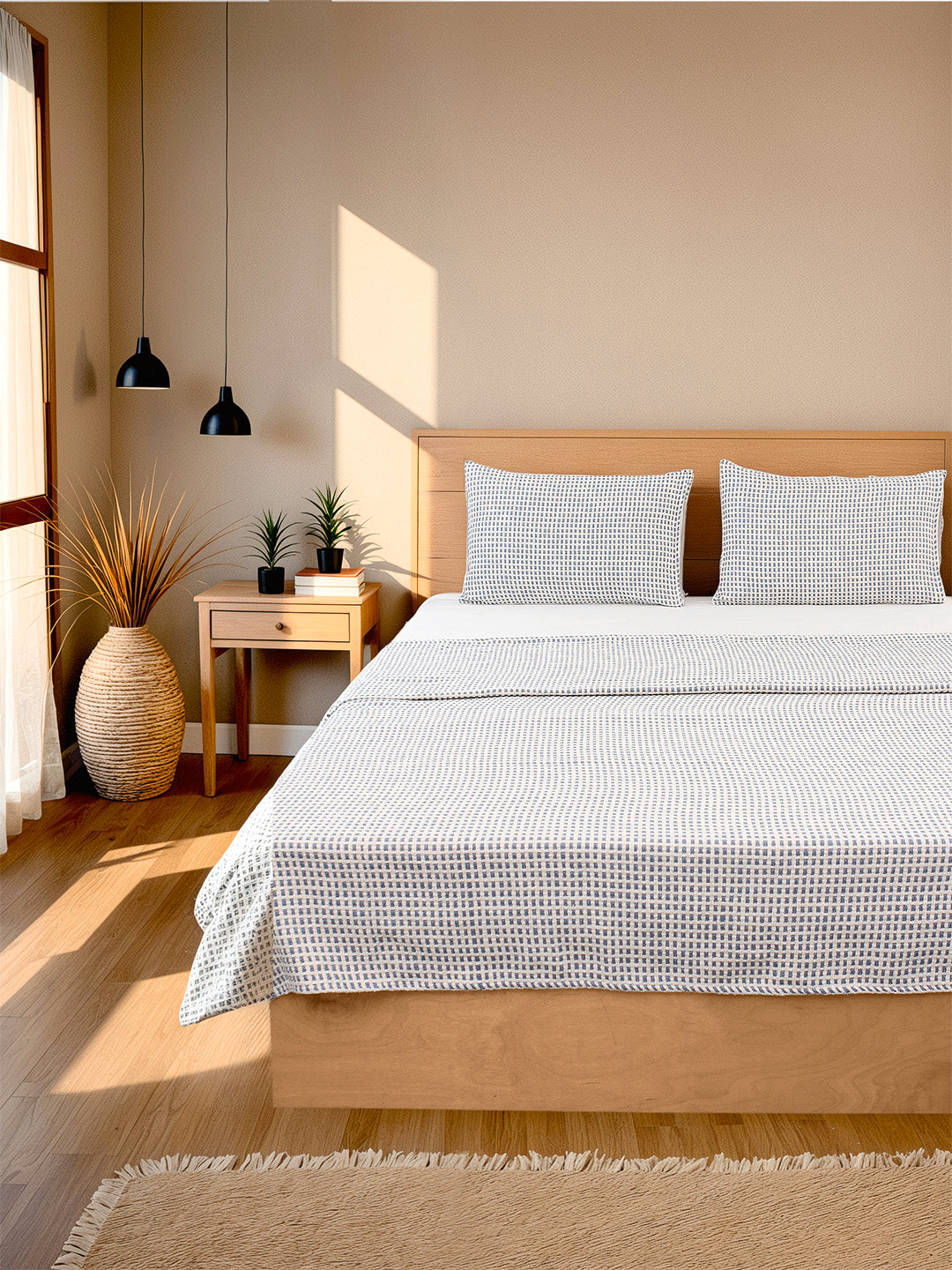 Girnar Double Bedcover (Dark Blue)