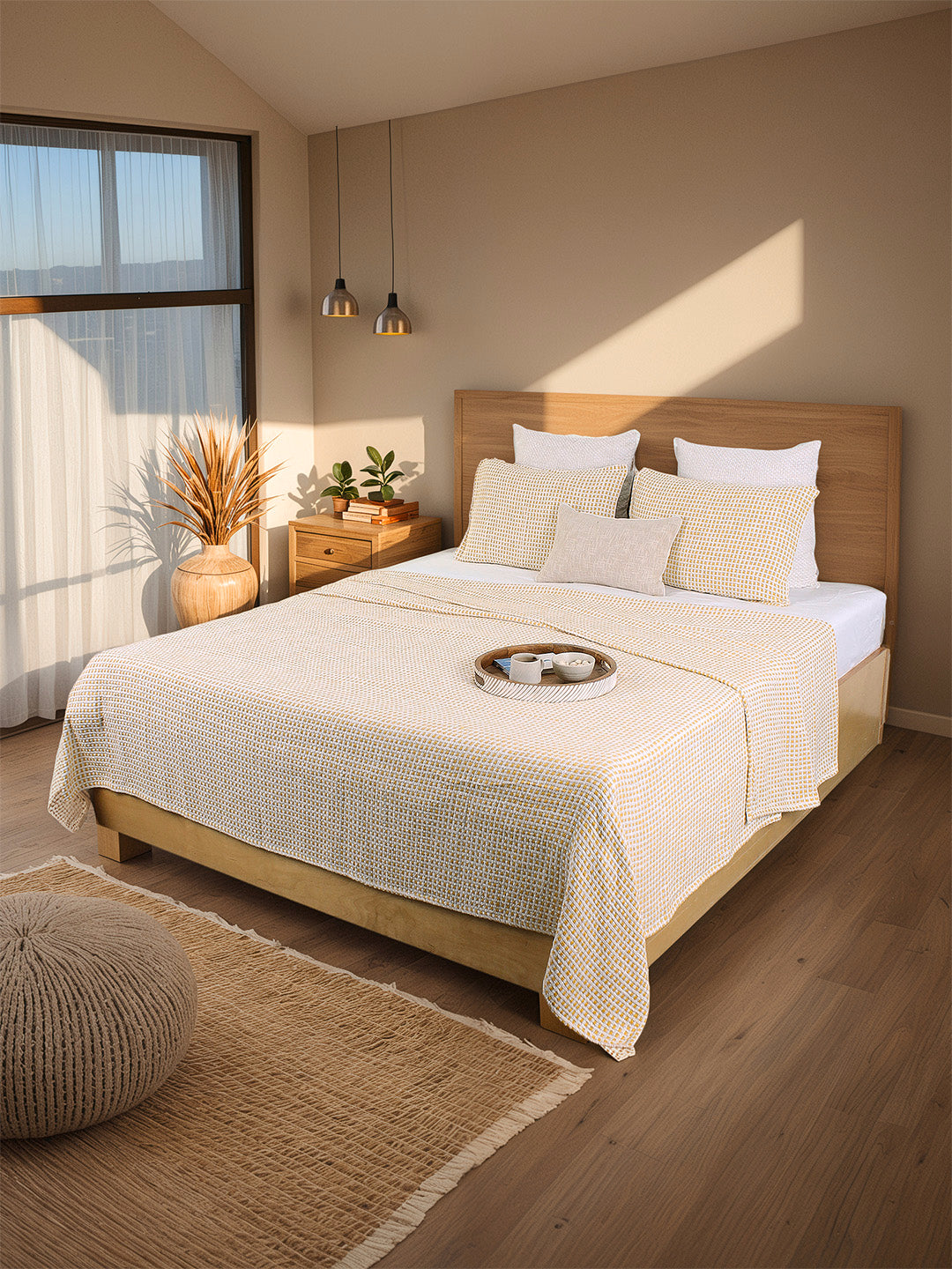 Girnar Double Bedcover (Yellow)