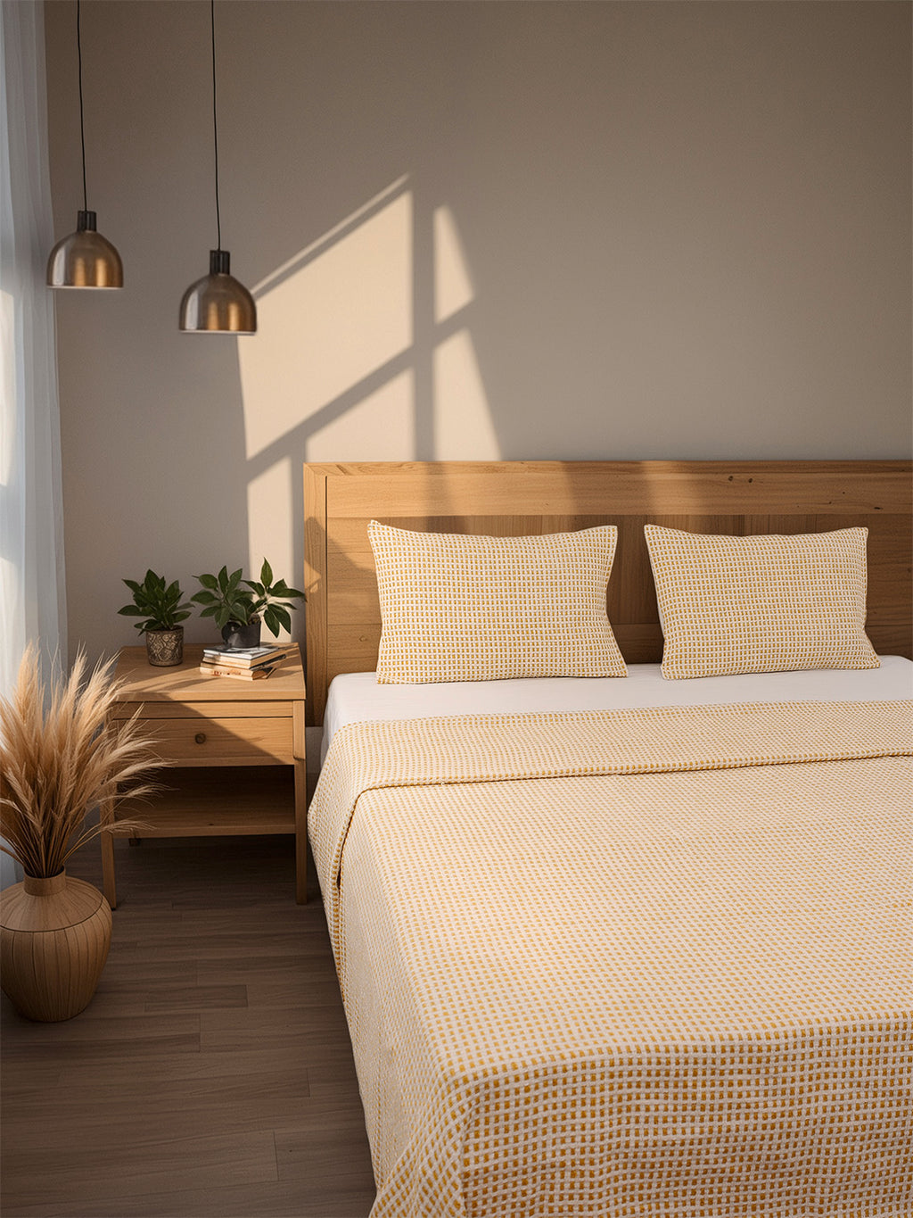 Girnar Double Bedcover (Yellow)