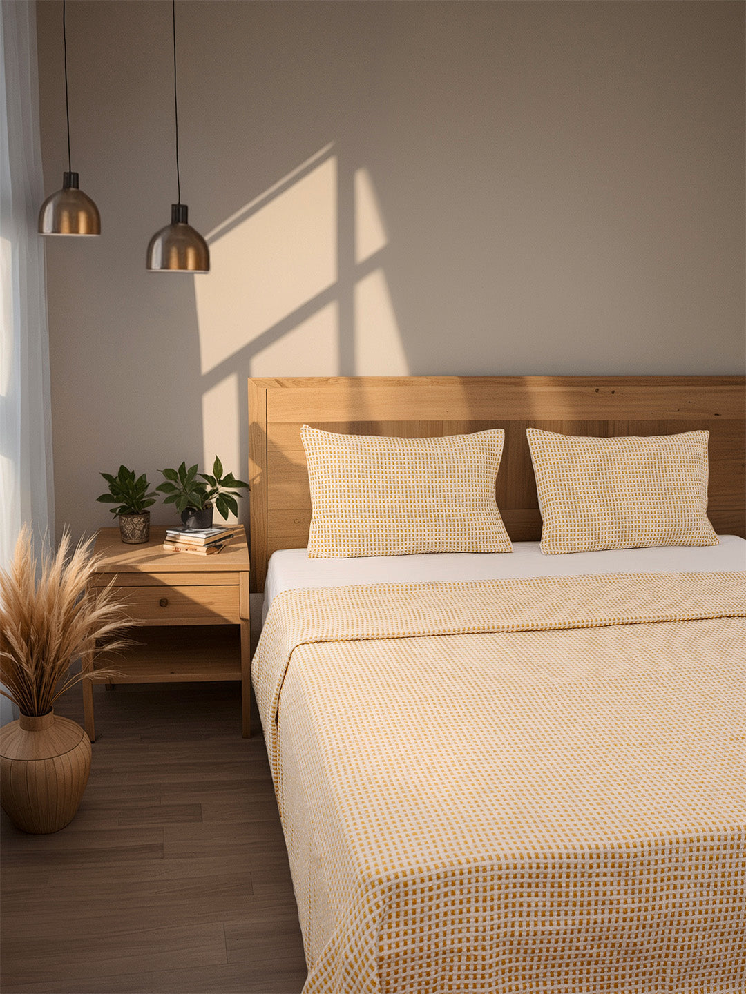 Girnar Double Bedcover (Yellow)