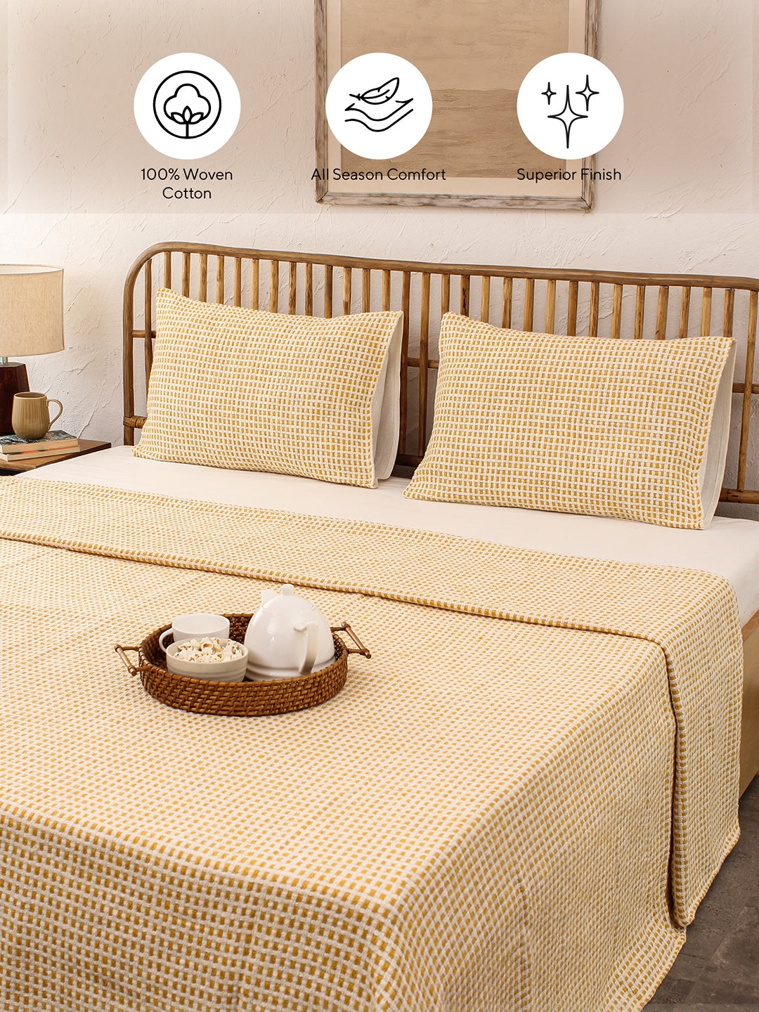 Girnar Double Bedcover (Yellow)