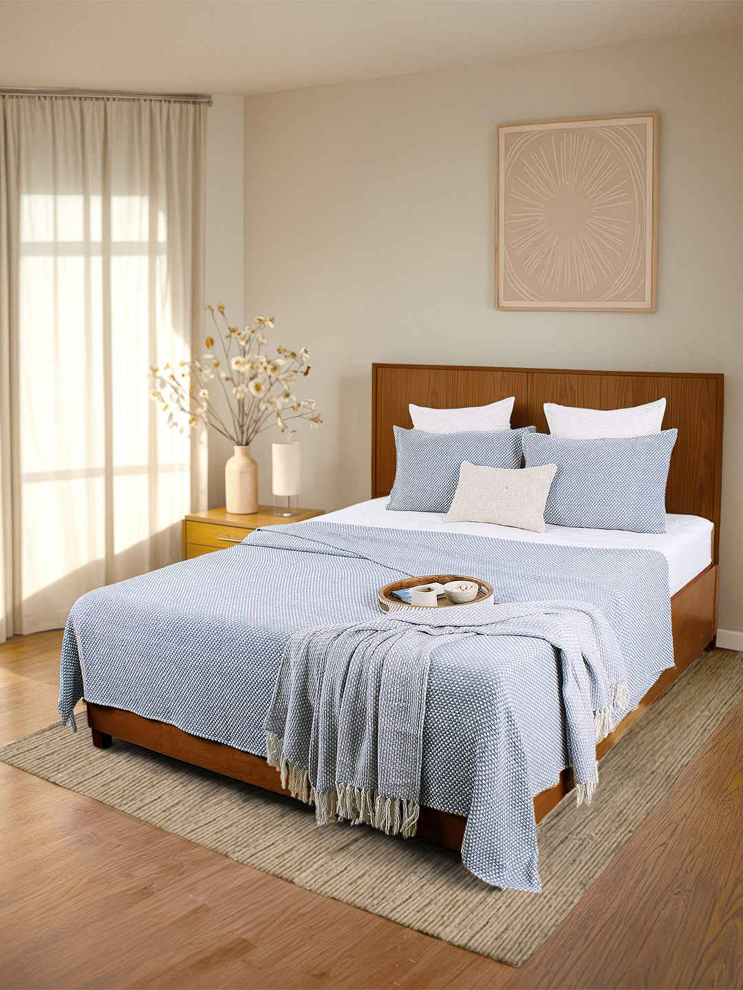 Vindhya Double Bedcover (Dark Blue)