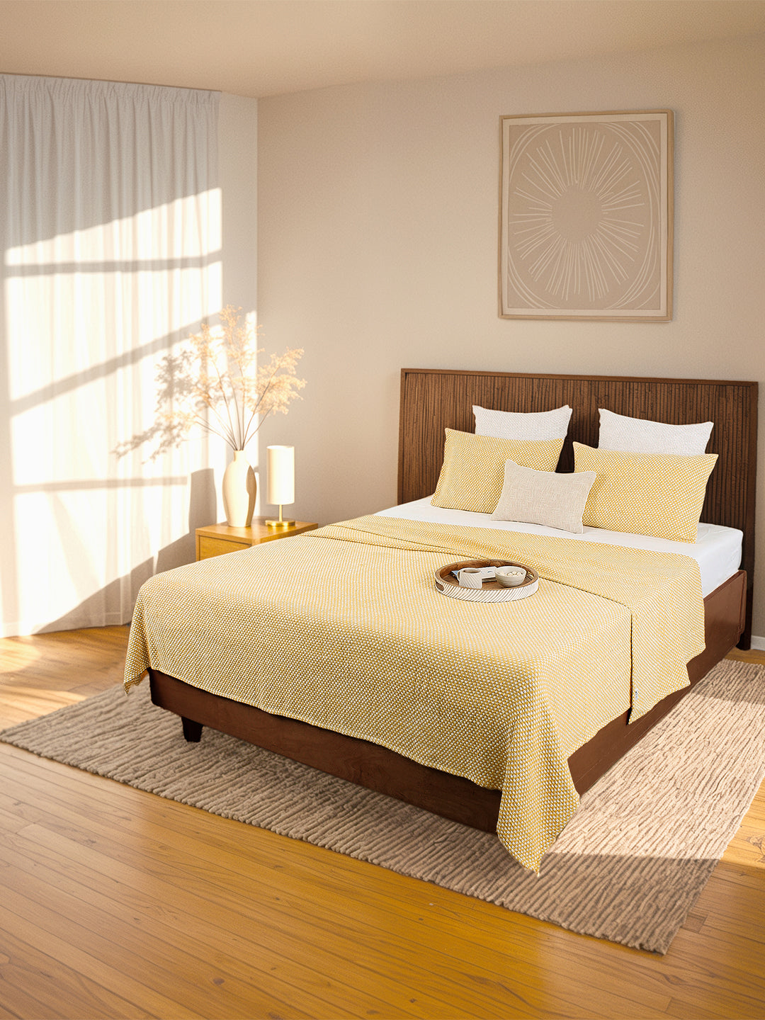 Vindhya Double Bedcover (Yellow)