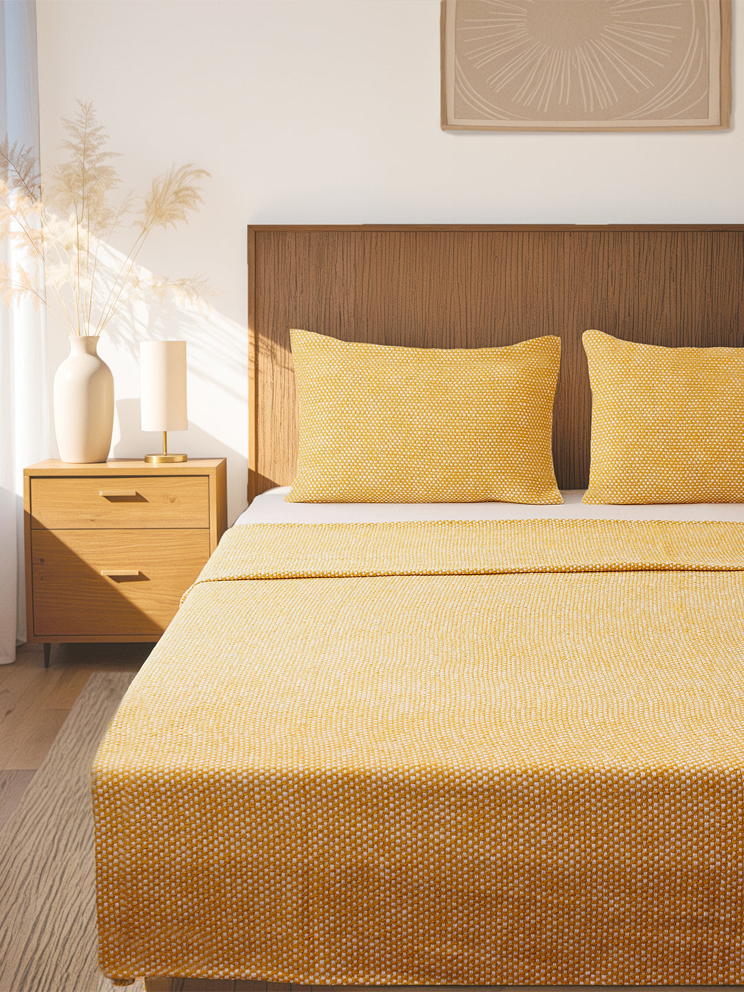 Vindhya Double Bedcover (Yellow)