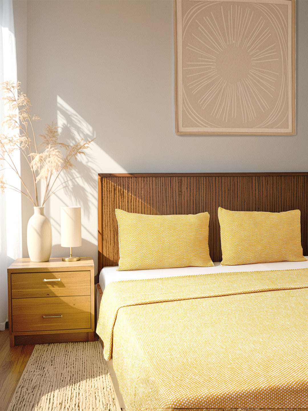 Vindhya Double Bedcover (Yellow)
