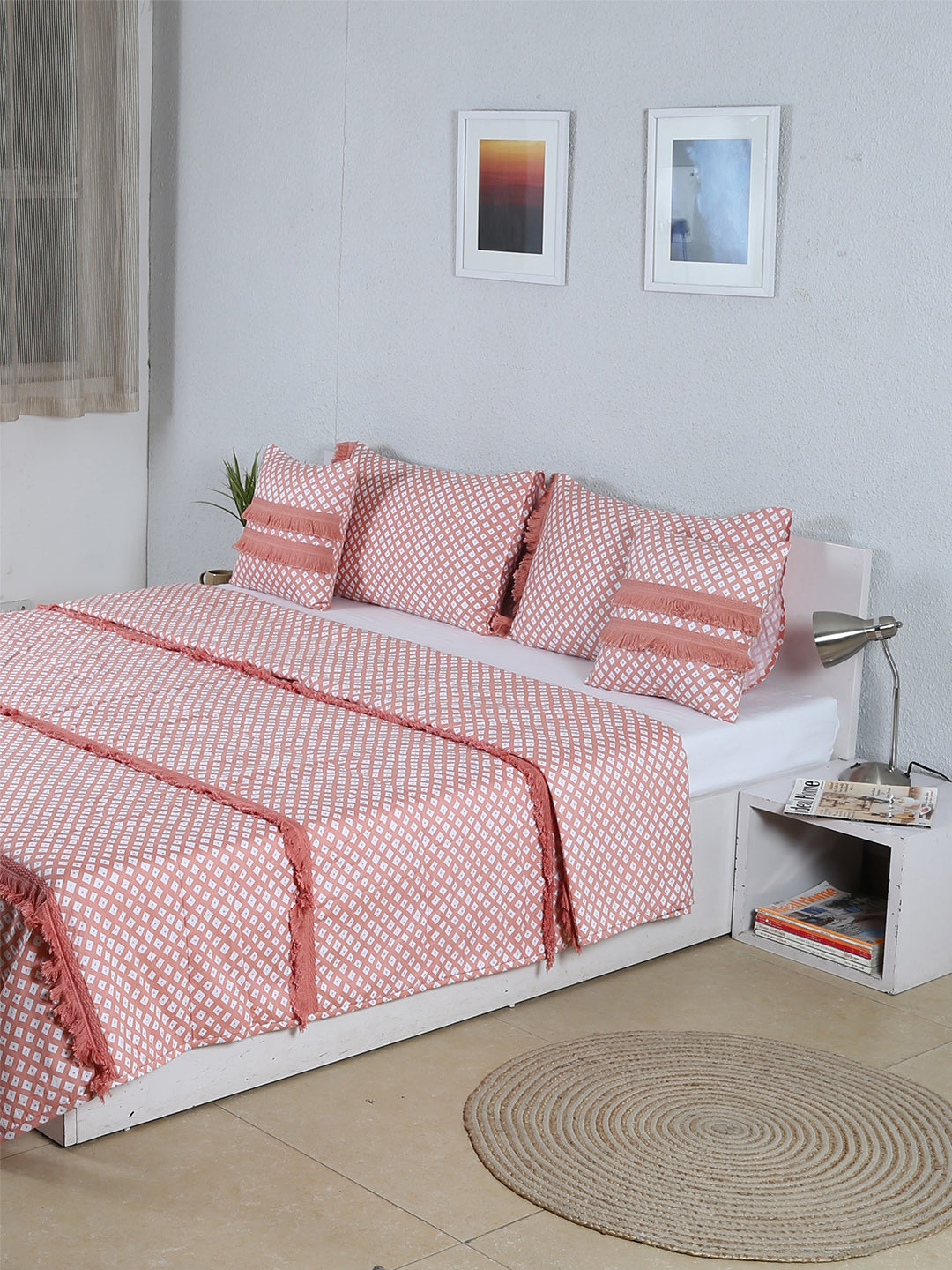 Leheriya Double Bedcover (Pink)