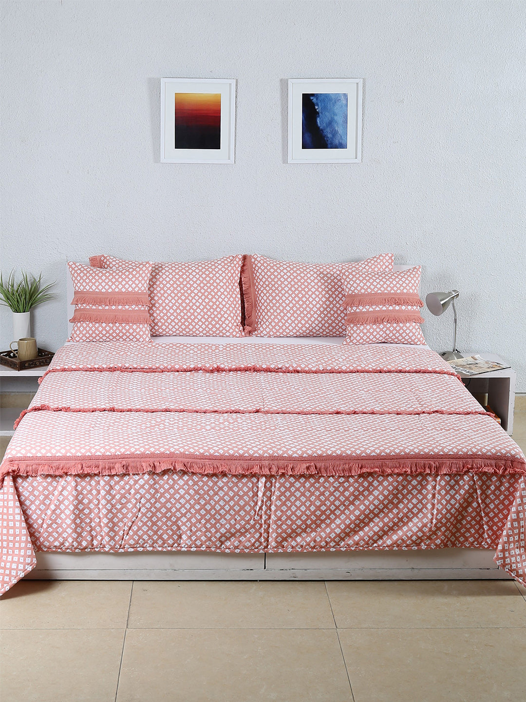 Leheriya Double Bedcover (Pink)