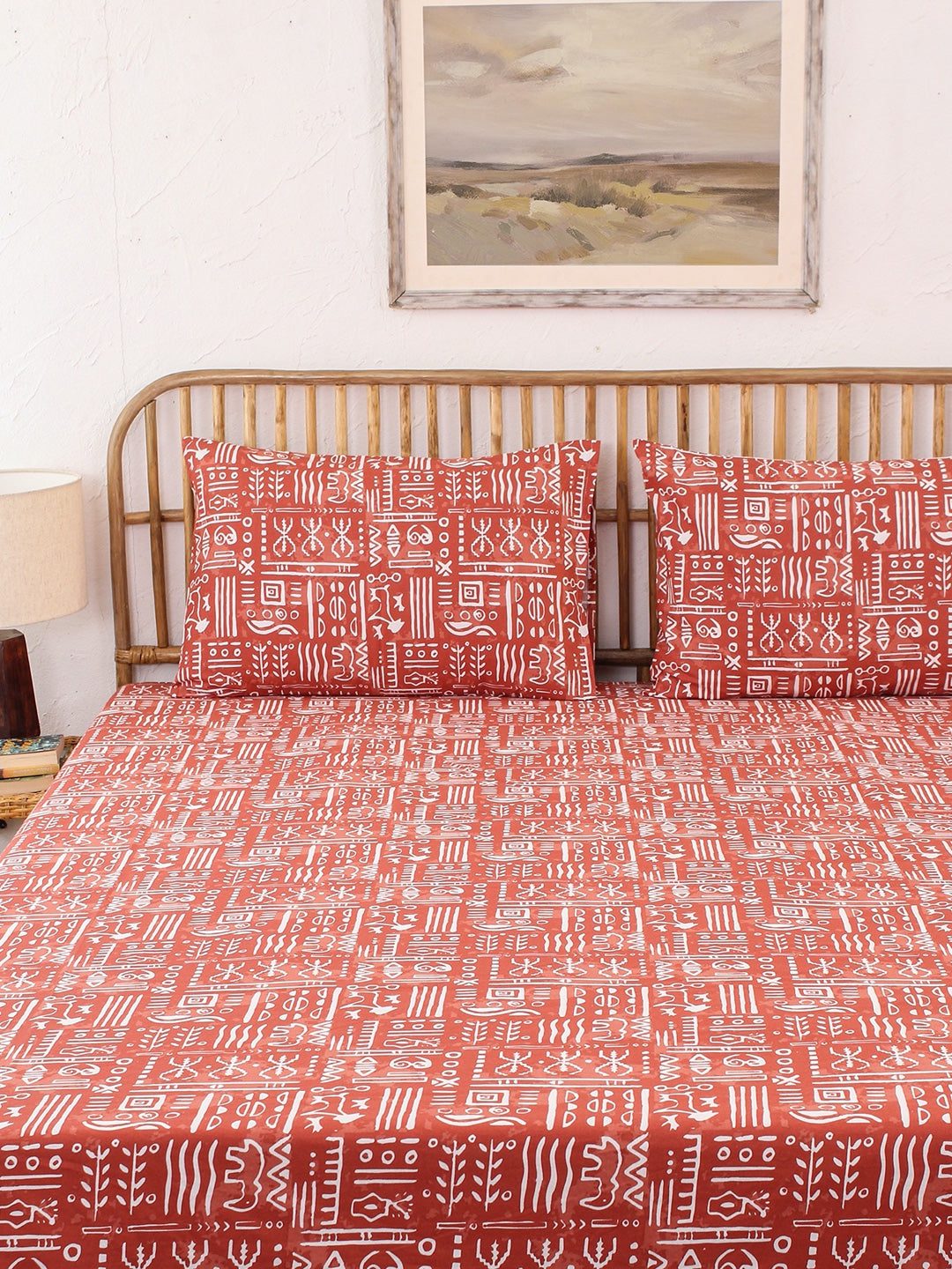 Gamathi Bed Set (Dohar + Bedsheet) - Rust