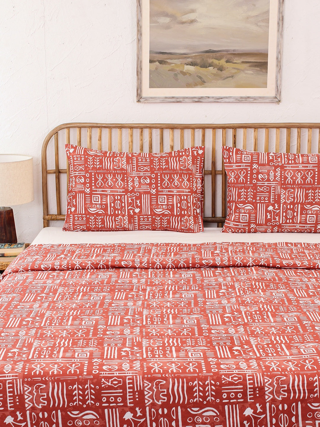 Gamathi Bed Set (Dohar + Bedsheet) - Rust