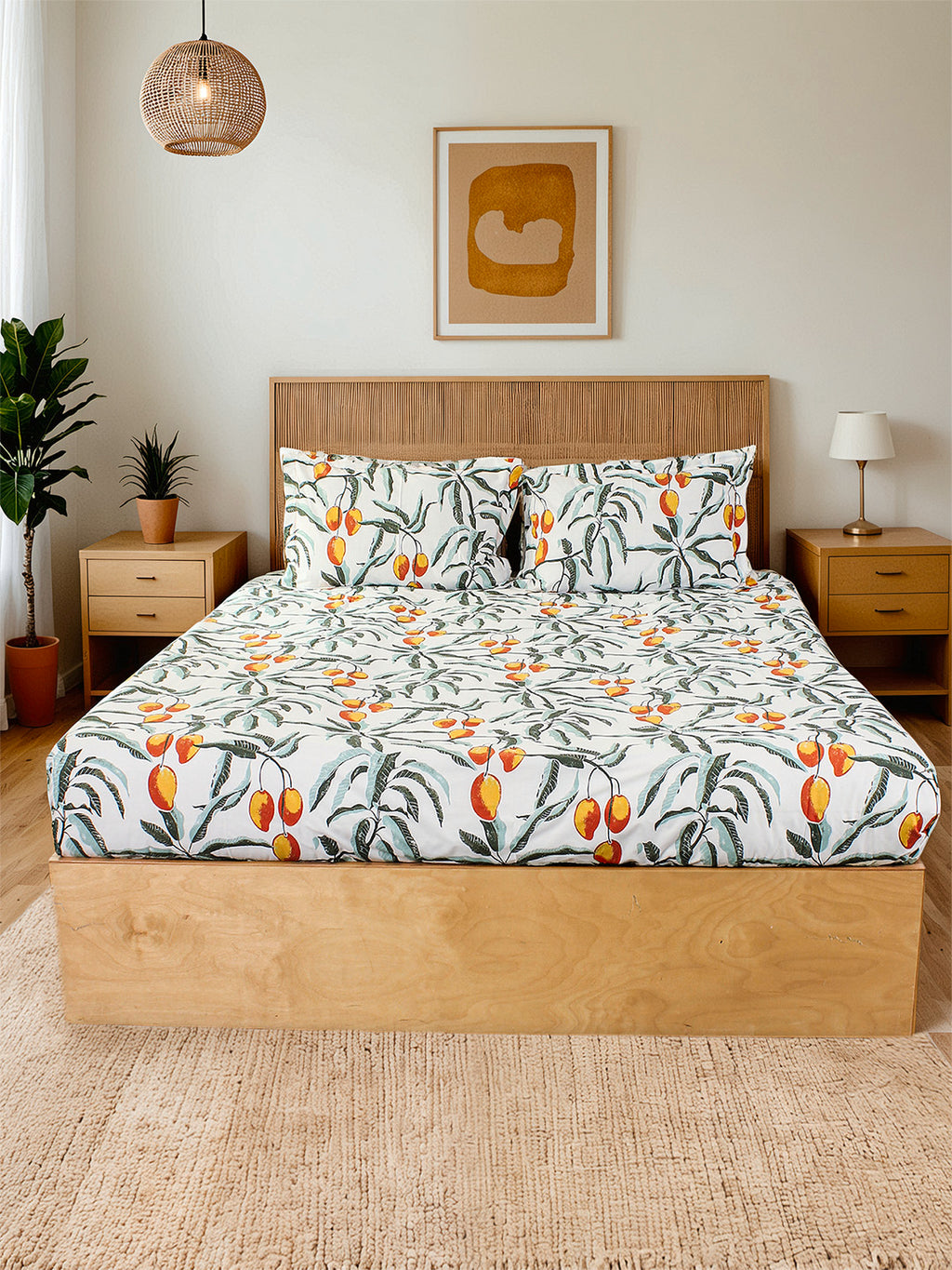 Amra Bedsheet with Pillow Cover (Rust) - 180 TC