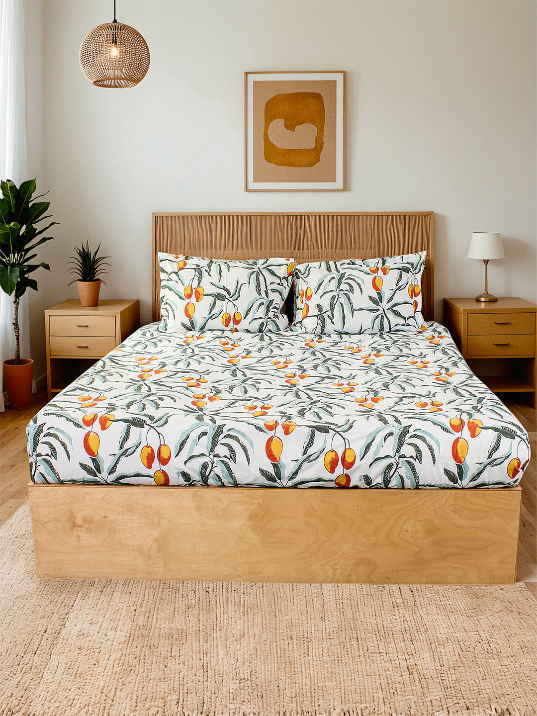 Amra Bedsheet with Pillow Cover (Rust) - 180 TC