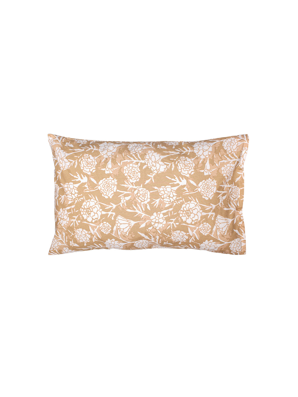Genda Phool Bedsheet with Pillow Cover (Beige) - 144 TC