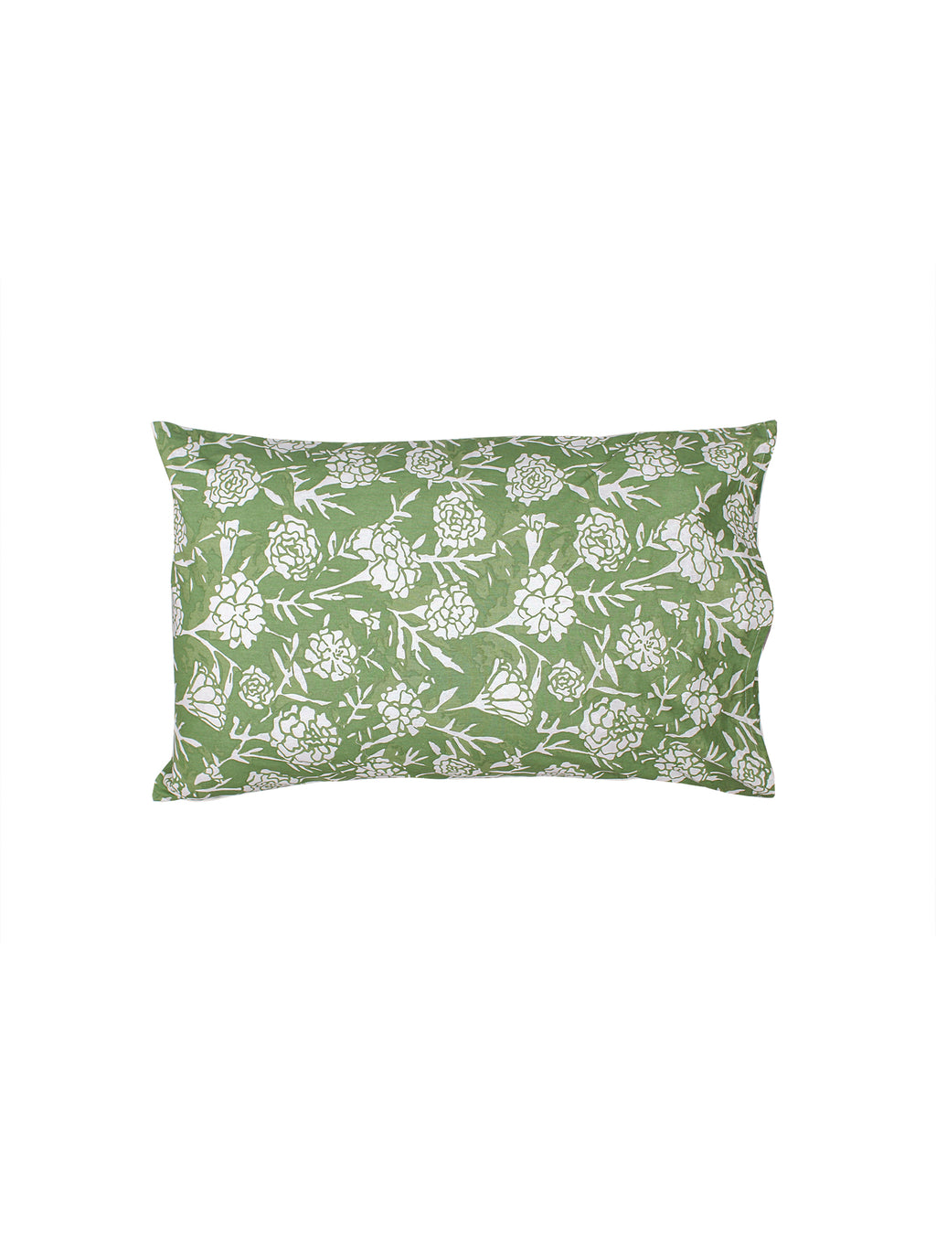 Genda Phool Bedsheet with Pillow Cover (Green) - 144 TC
