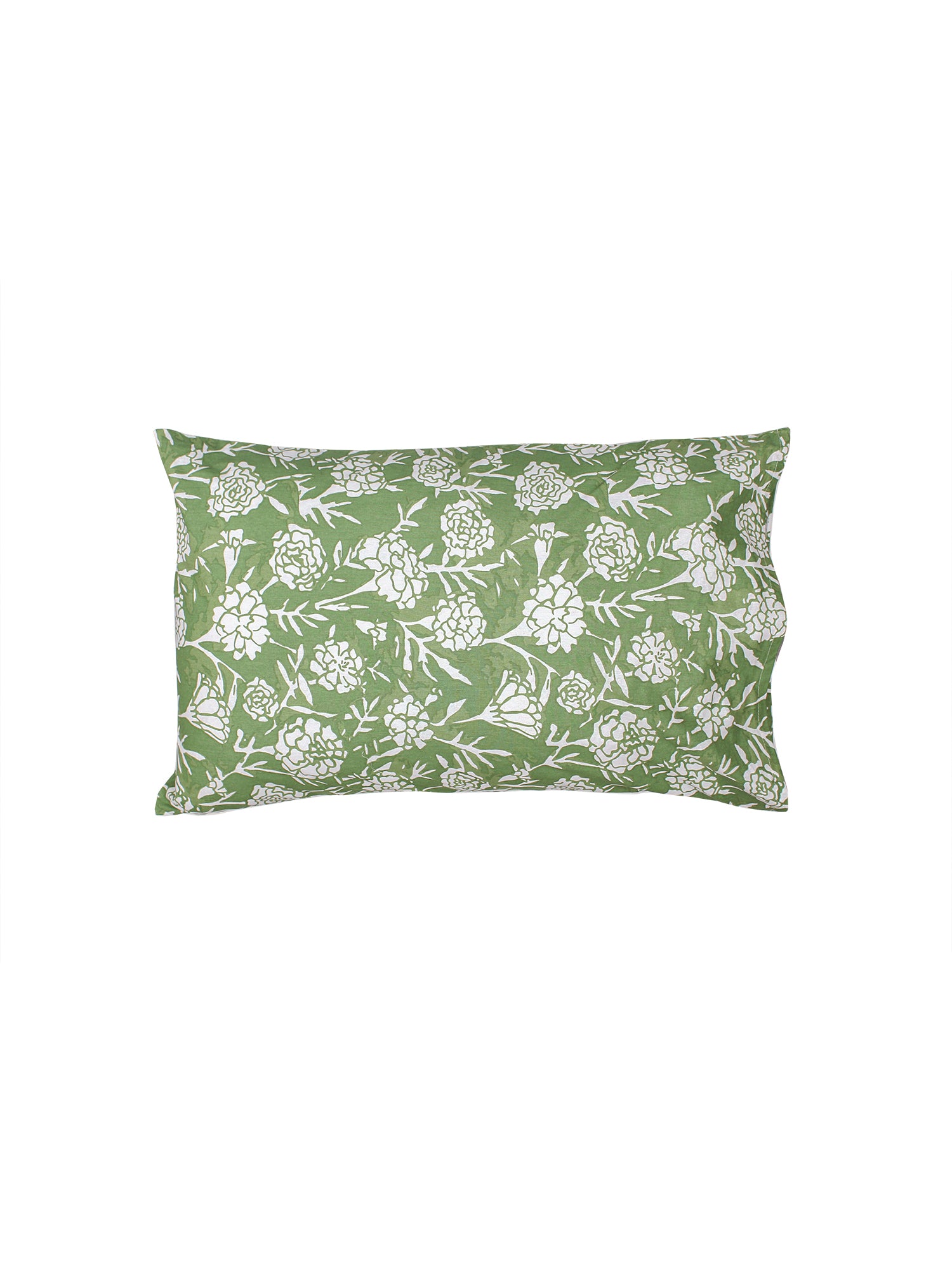 Genda Phool Bedsheet with Pillow Cover (Green) - 144 TC