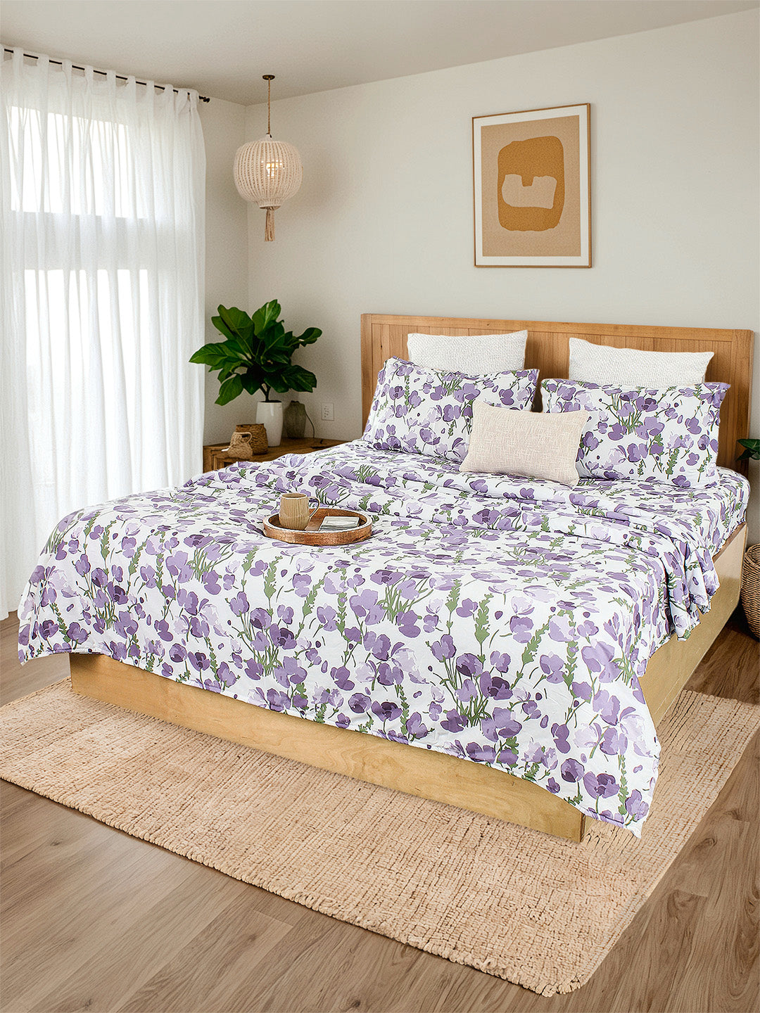 Himalayan Poppie Bedsheet Set (Purple) - 180 TC