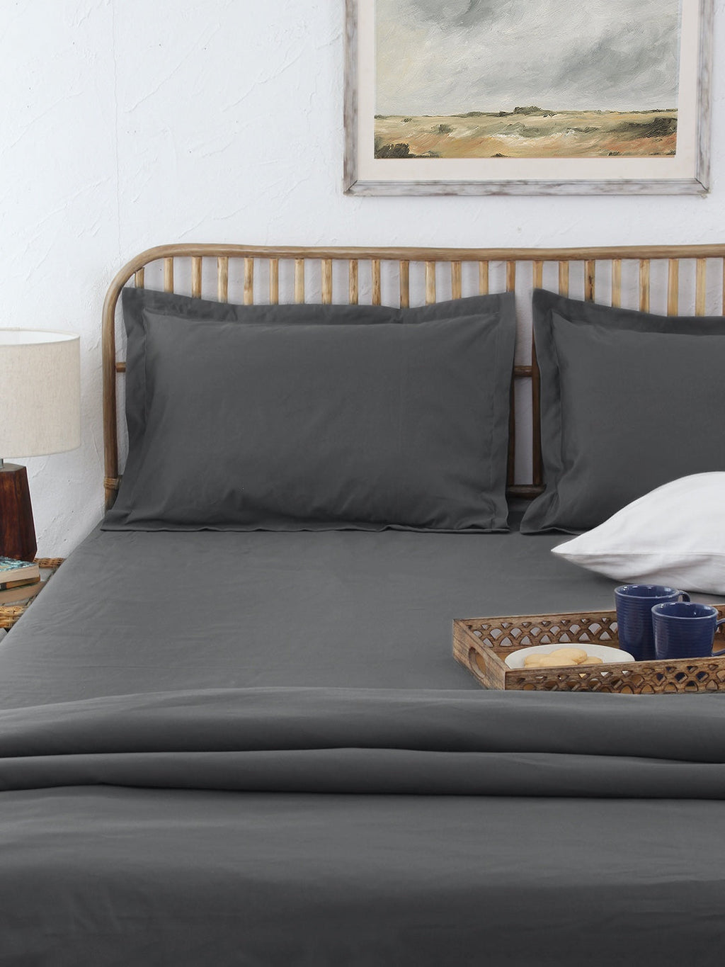 Pepper Grey Bedsheet with Pillow Cover