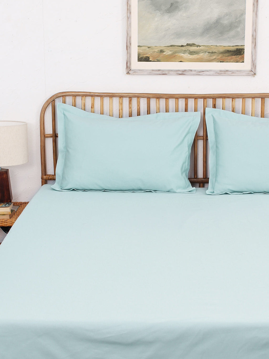 Solid Blue Bedsheet with Pillow Cover