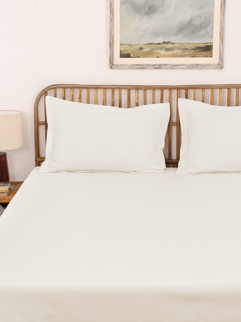Solid White Bedsheet with Pillow Cover