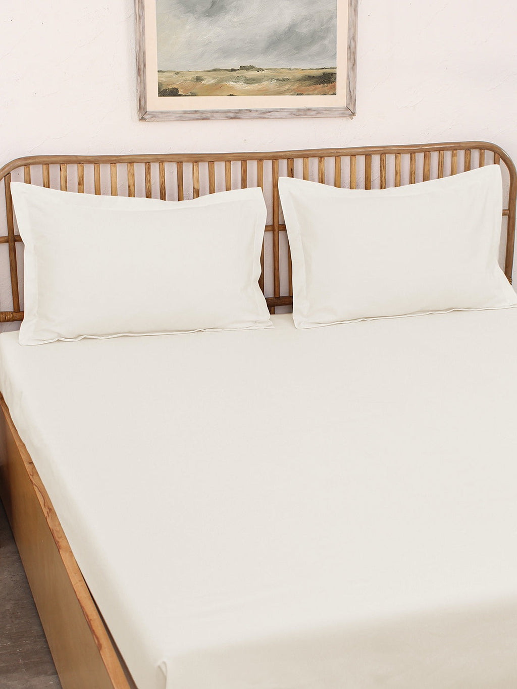 Solid White Bedsheet with Pillow Cover