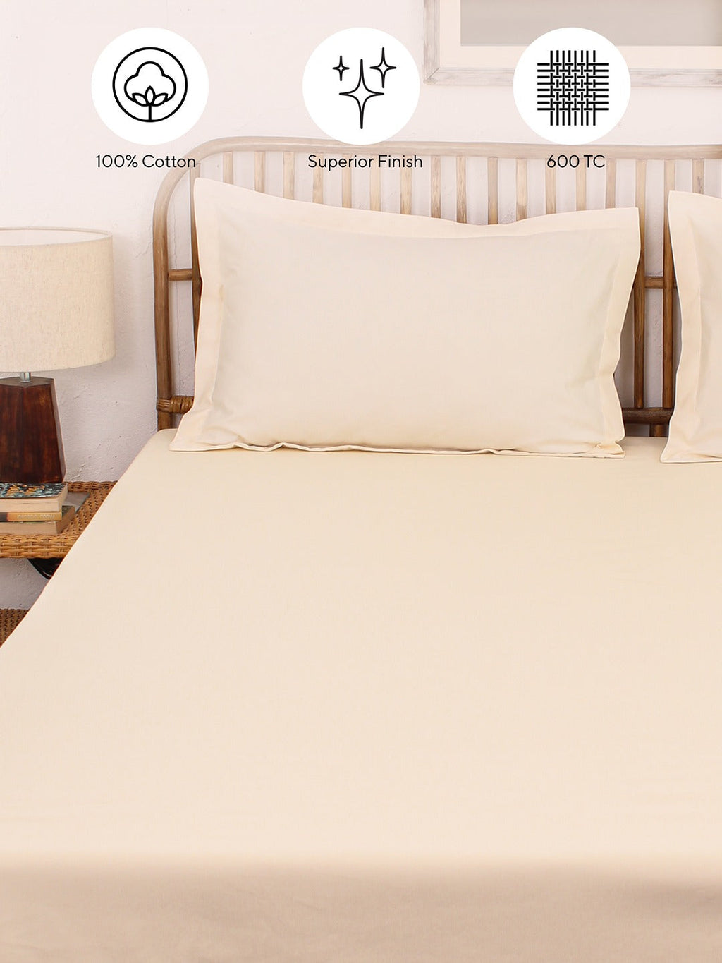 Sesame Off White Bedsheet with Pillow Cover