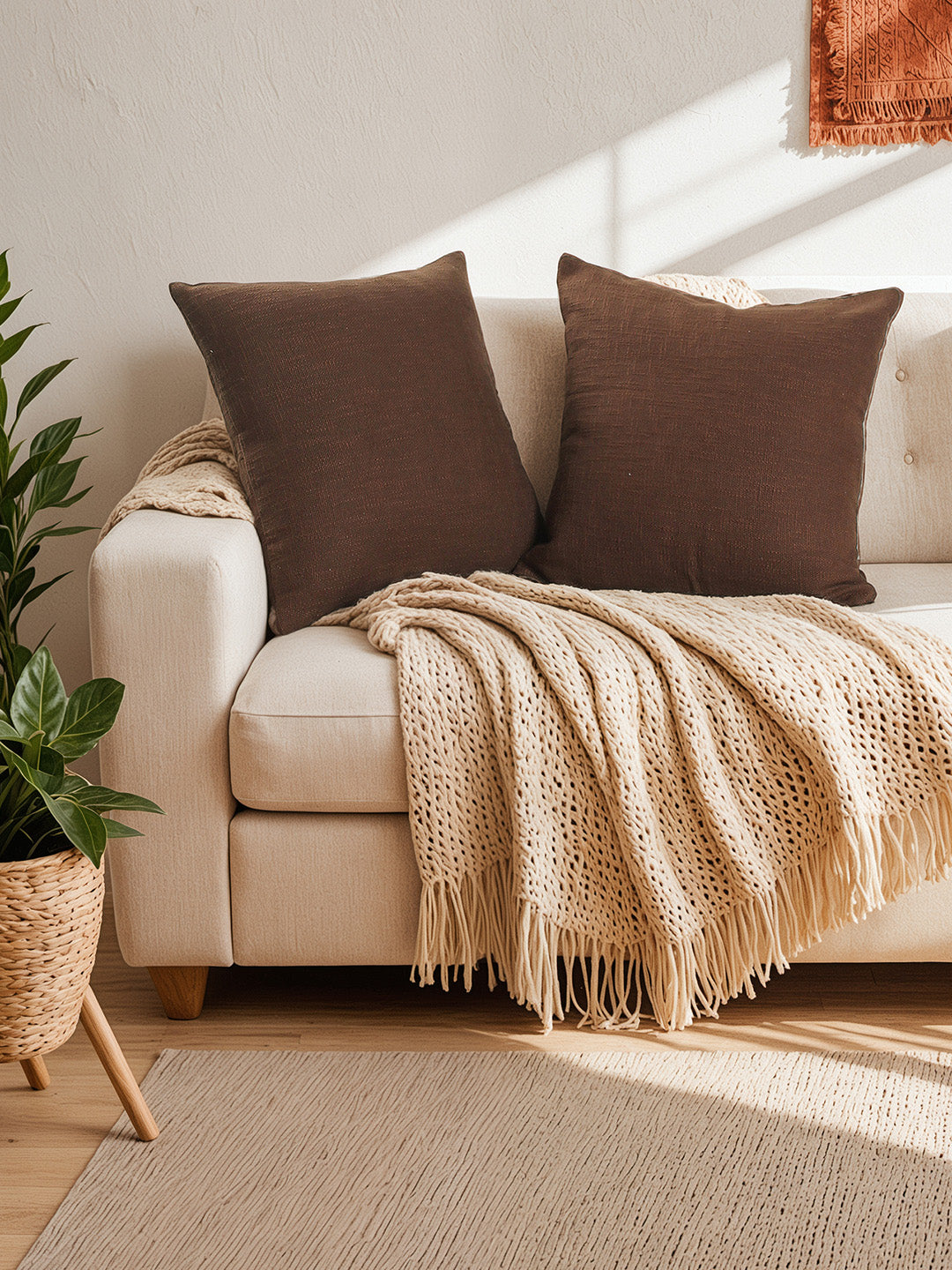 Amodini Set of 2 Cushion Covers (45x45cm) - Brown