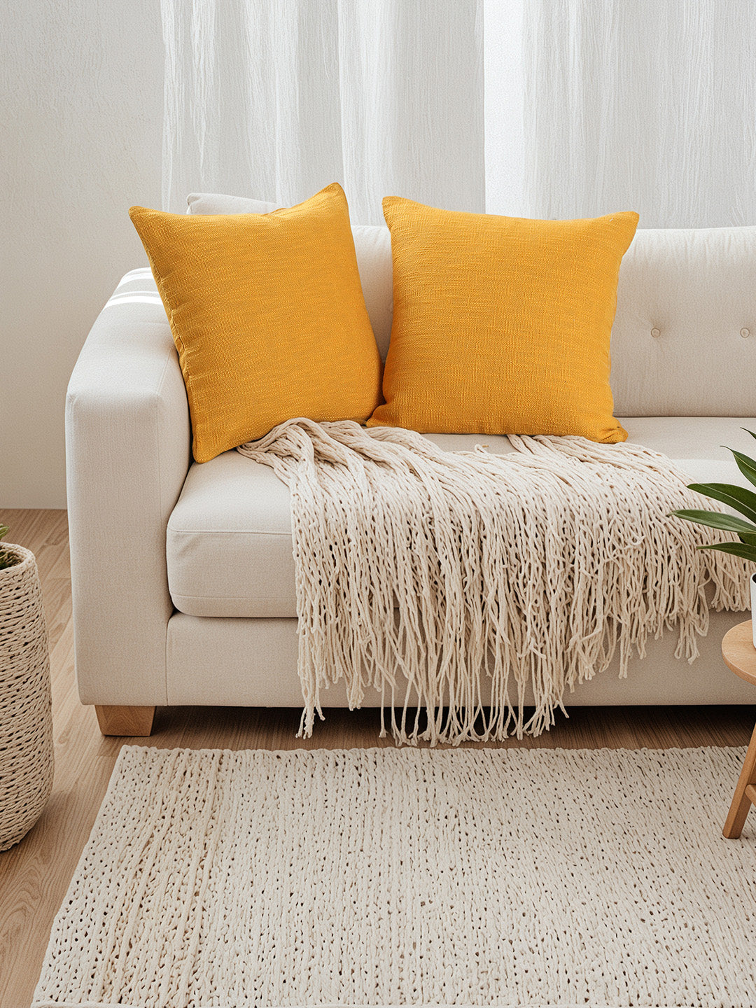 Amodini Set of 2 Cushion Covers (40x40cm) - Yellow