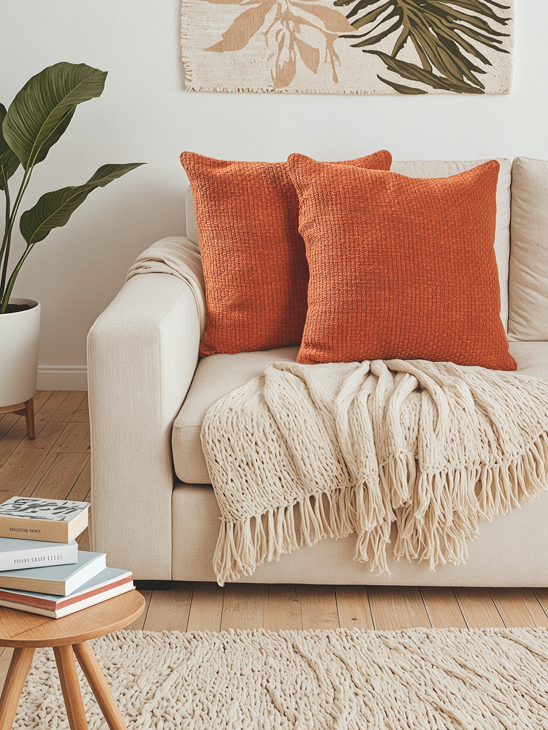 Aravalli Set of 2 Cushion Covers (Rust) - 45x45cm