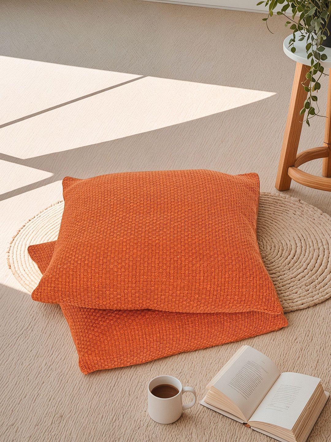 Aravalli Set of 2 Cushion Covers (Rust) - 60x60cm