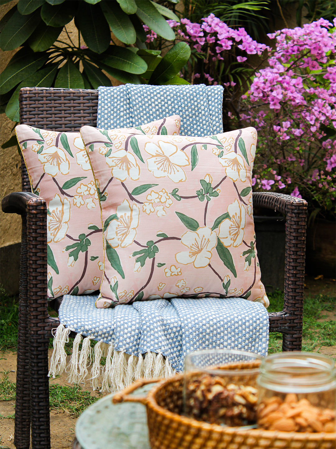 Badamwari - Set Of 2 Cushion Covers (Pink) - Medium