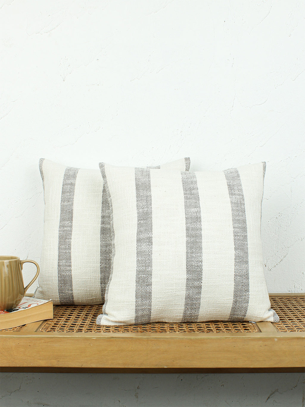 Block Set Of 2 Cushion Covers - (Grey) - 40x40cm