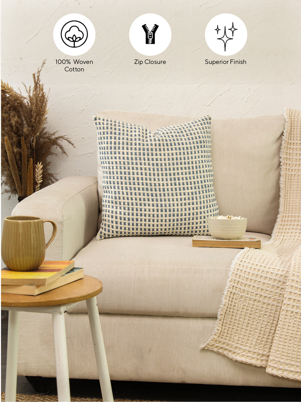 Girnar - Set Of 2 Cushion Covers (Dark Blue) - 45X45 cm