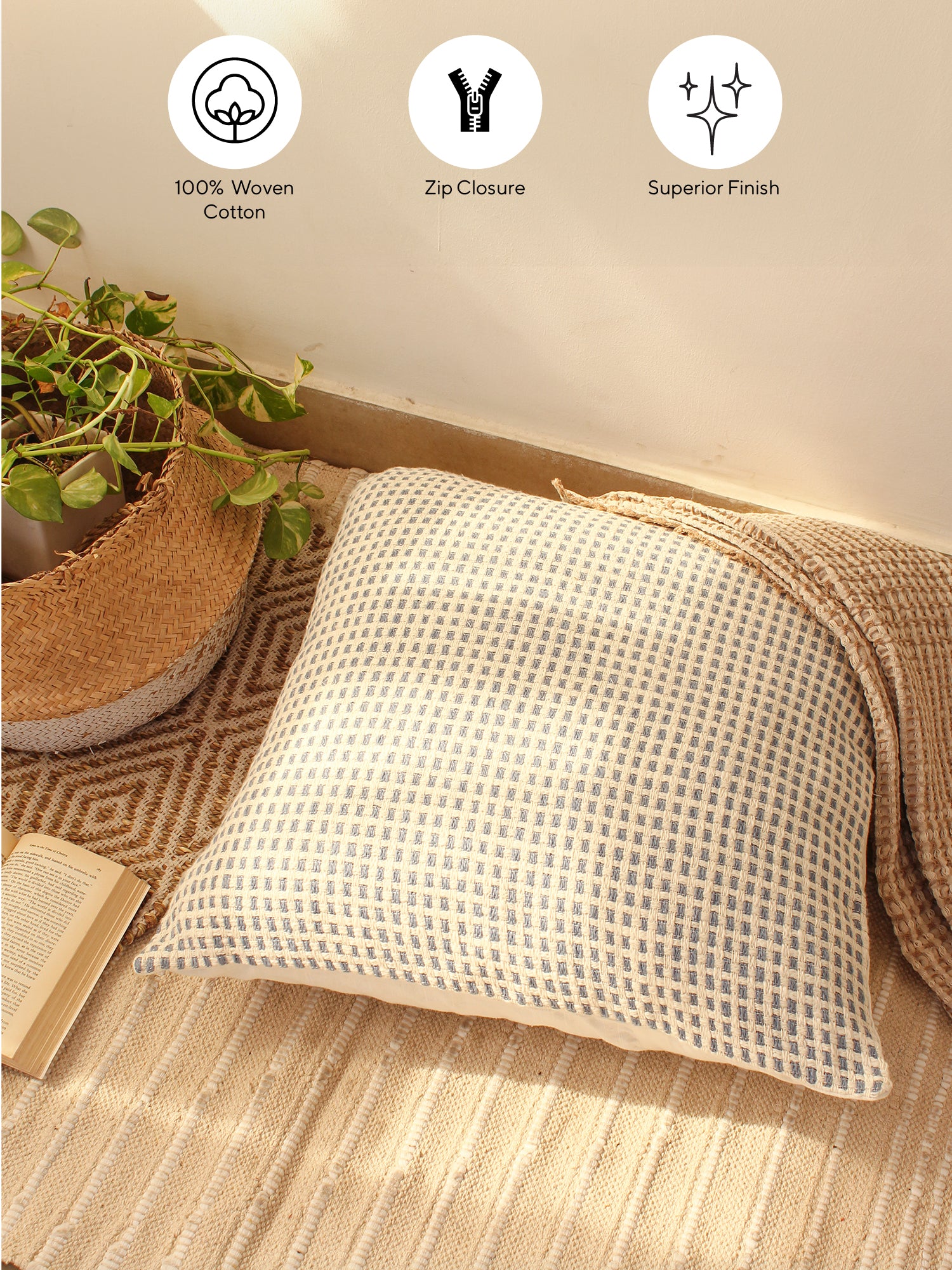 Girnar - Set Of 2 Cushion Covers (Dark Blue) - Large