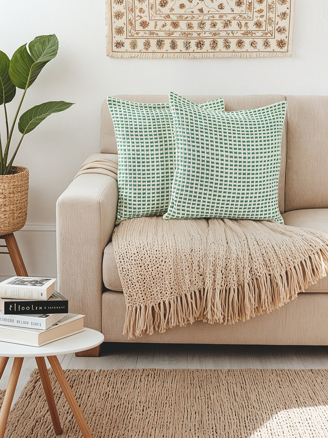 Girnar Set of 2 Cushion Covers (Green) -45x45cm