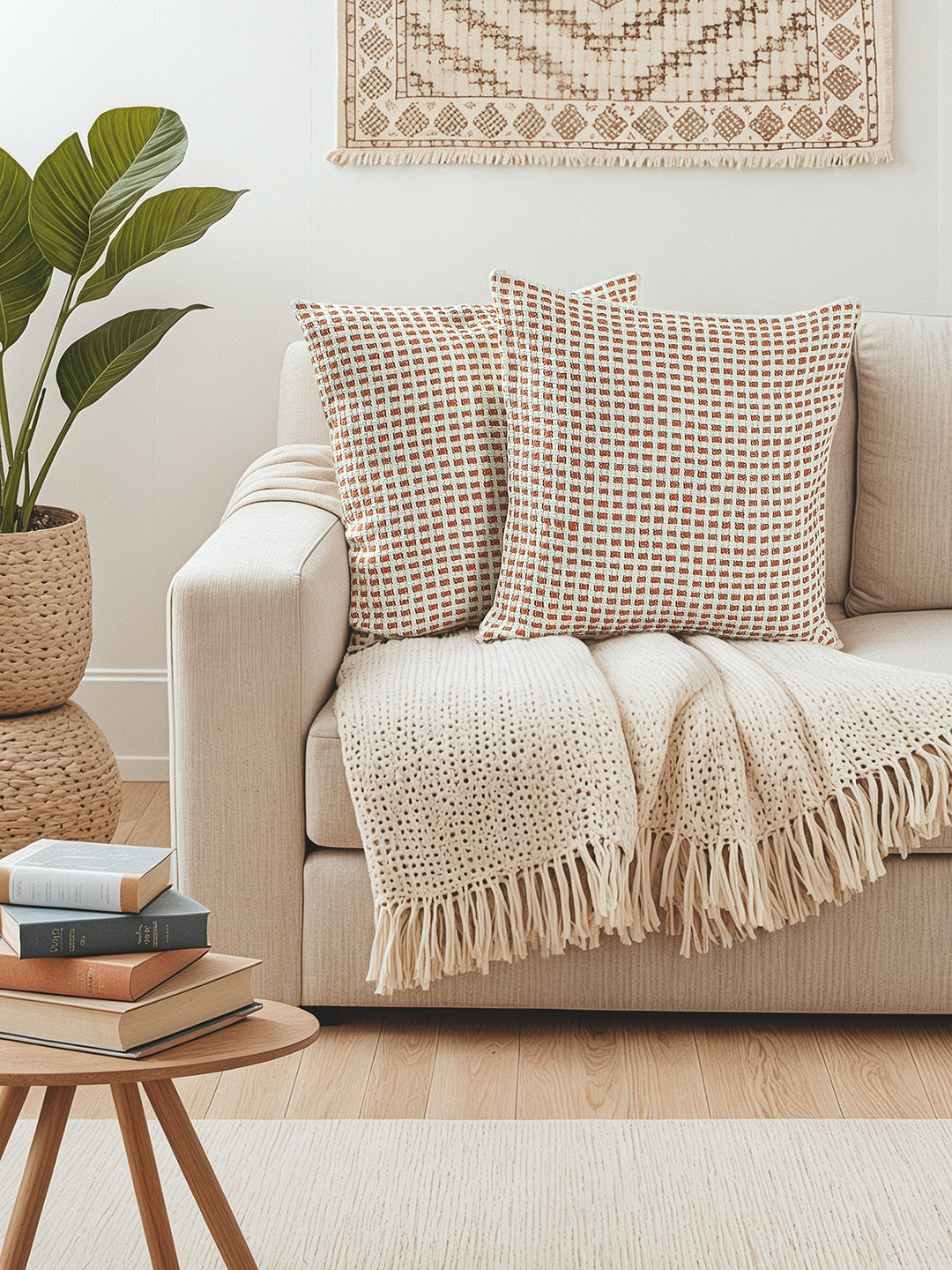 Girnar Set of 2 Cushion Covers (Rust) - 45x45cm