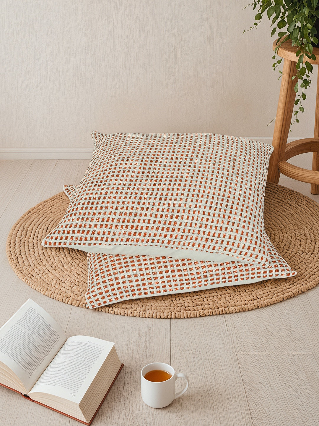 Girnar Set of 2 Cushion Covers (Rust) -60x60cm