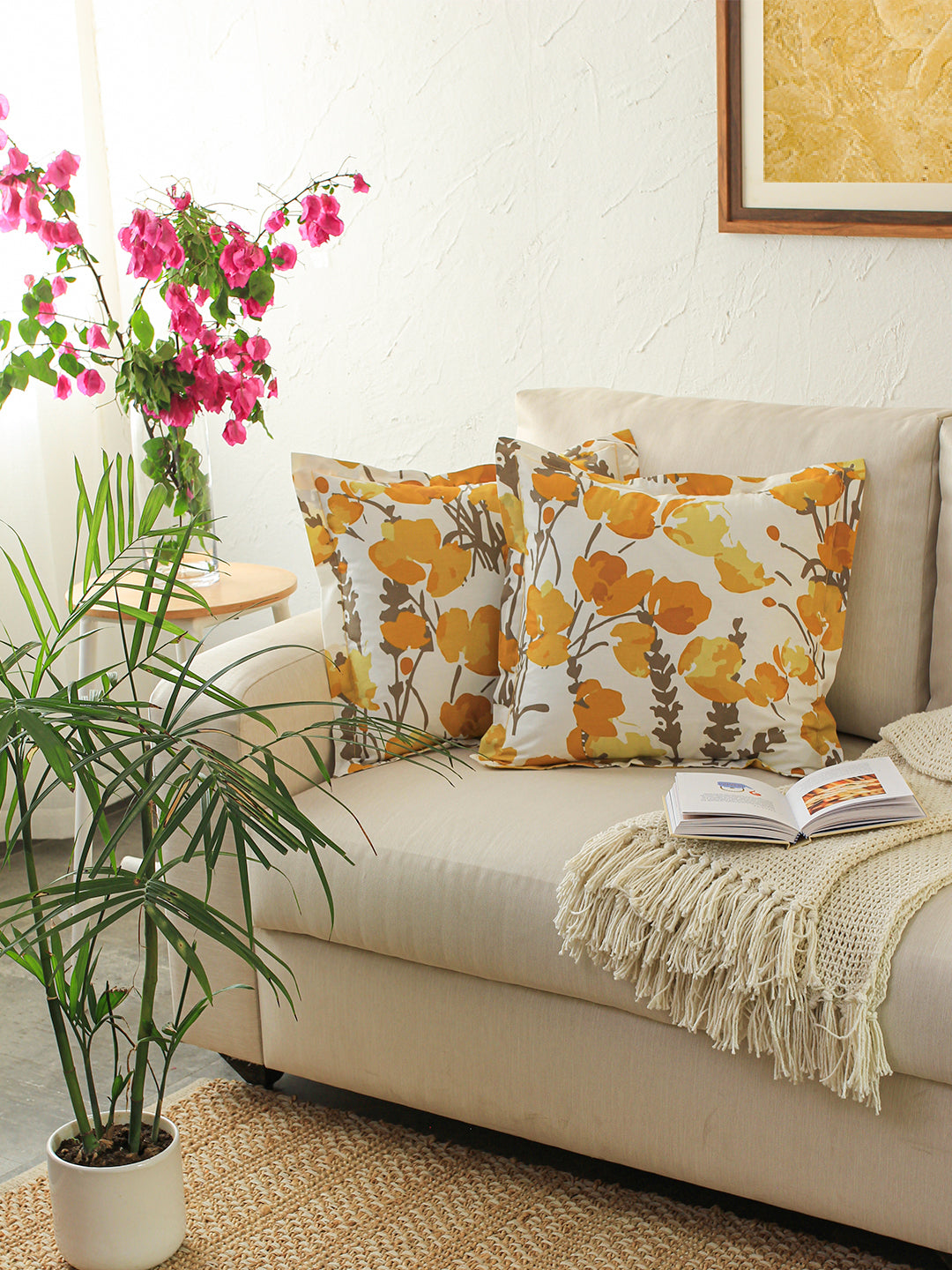 Himalayan Poppies Cushion Cover (Yellow)