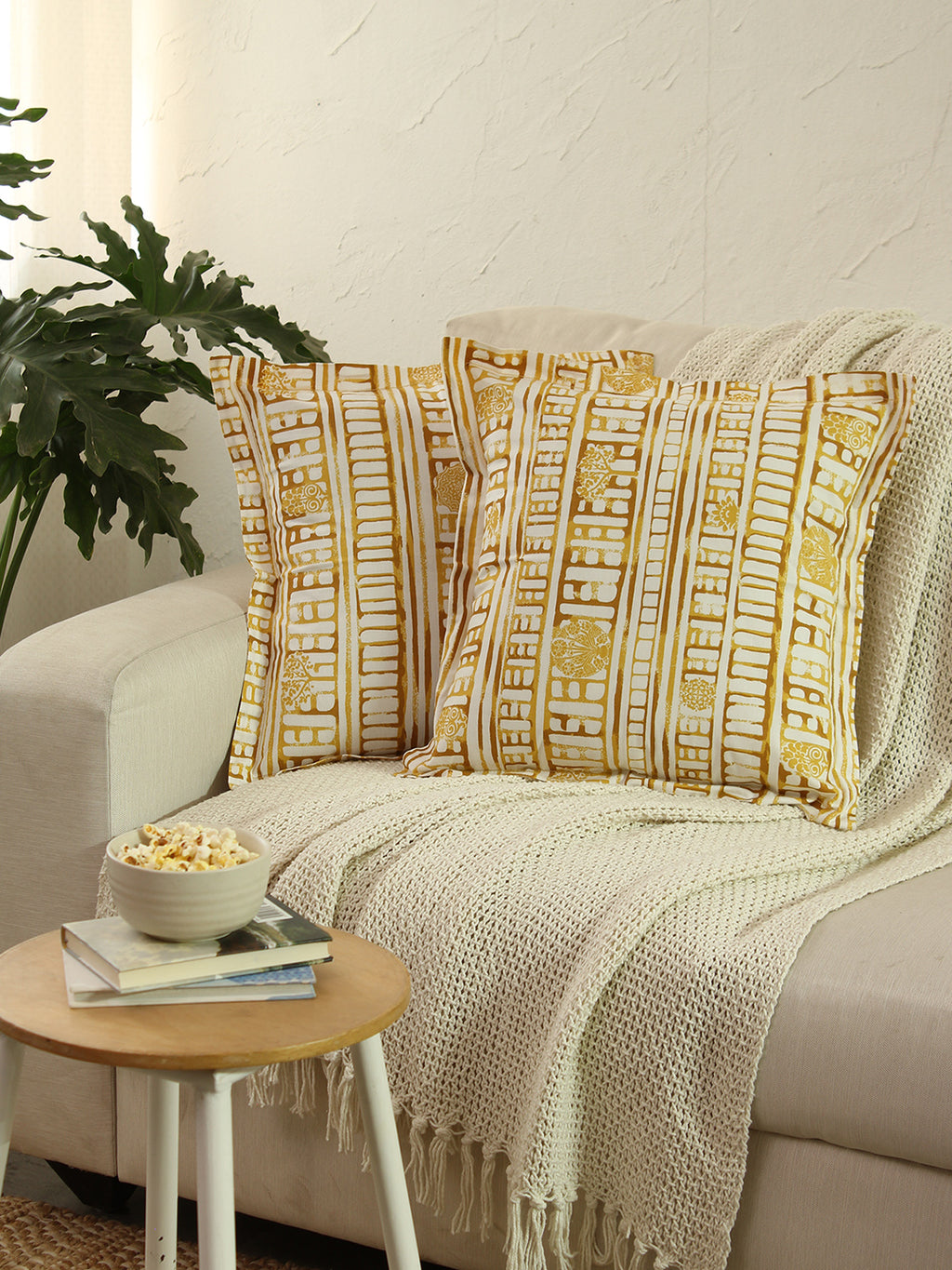 Sanchi - Set Of 2 Cushion Covers (Yellow) - Medium