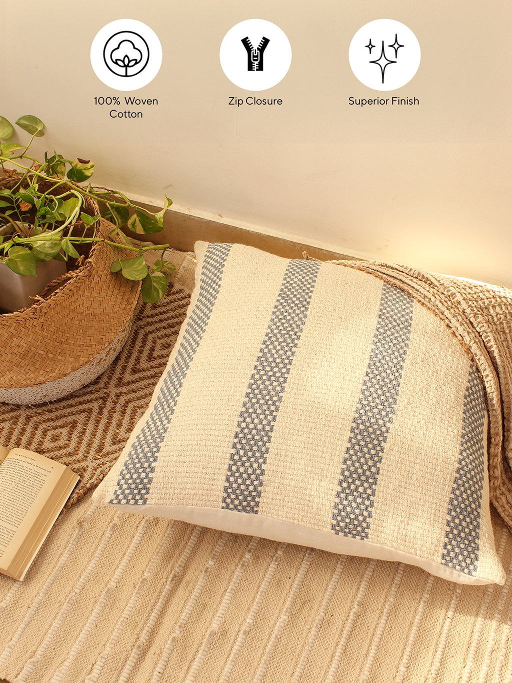 Shivalik - Set Of 2 Cushion Covers (Dark Blue) - Large